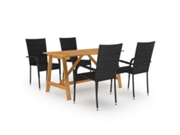 5 Pcs Conjunto De Jantar Para Jardim Preto Dkd Home Decor