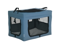 Transportadora E Gatos Bolsa Portátil E Dobrável De Estimação Com 3 E Almofada Suave 60x42x42 Cm Azul