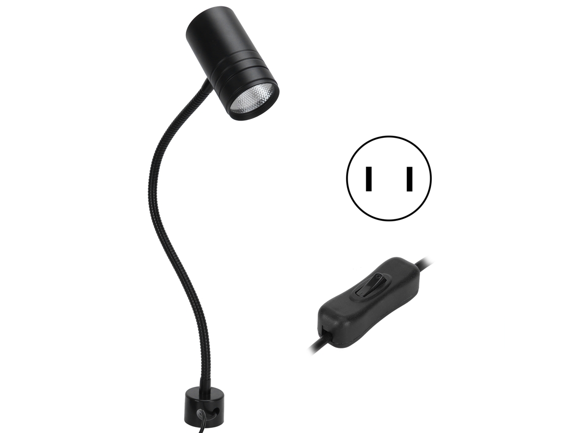 Lâmpada de trabalho Led 12w com base magnética e pescoço flexível para máquinas de costura e ferramentas | S/MARCA