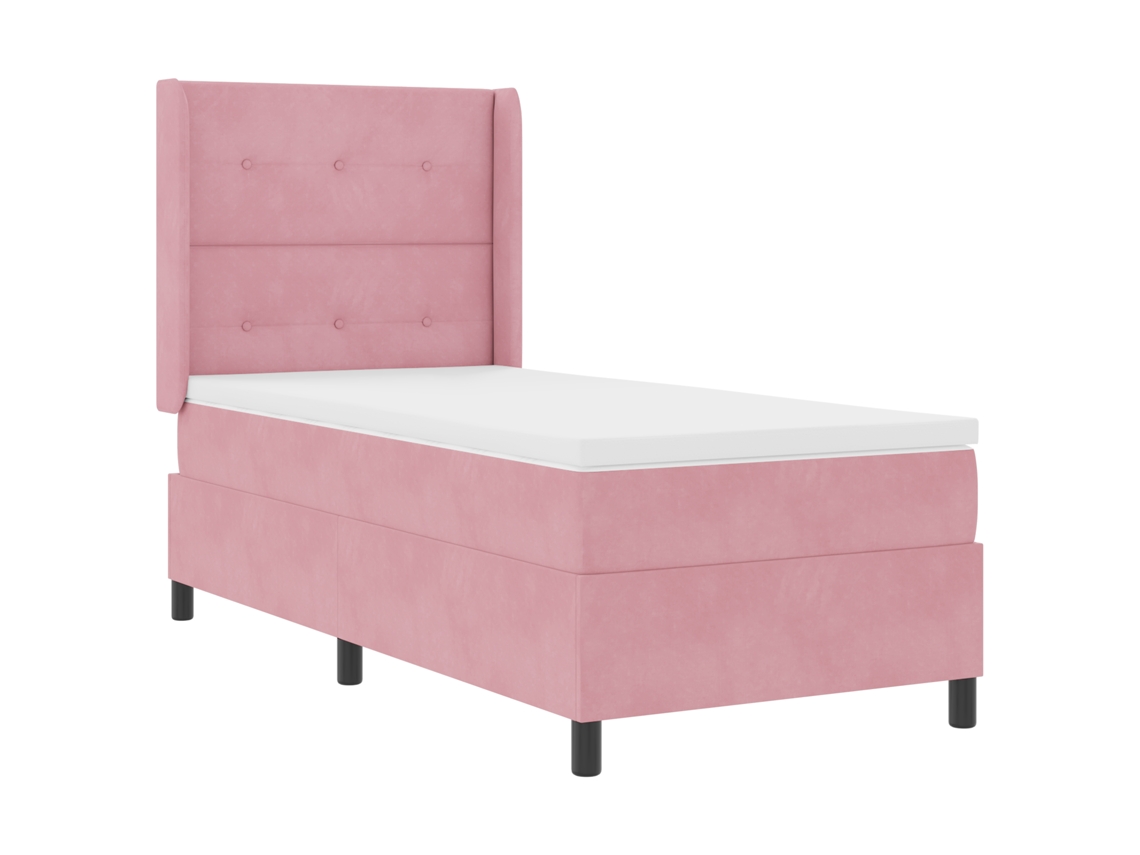 Conjunto 1 Cama Box Vidaxl Rosa Veludo (90 X 200 Cm)