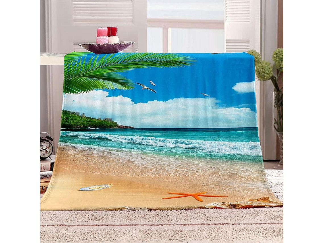 Manta com Estampa de Garrafas À Der em Microfibra 70x100cm