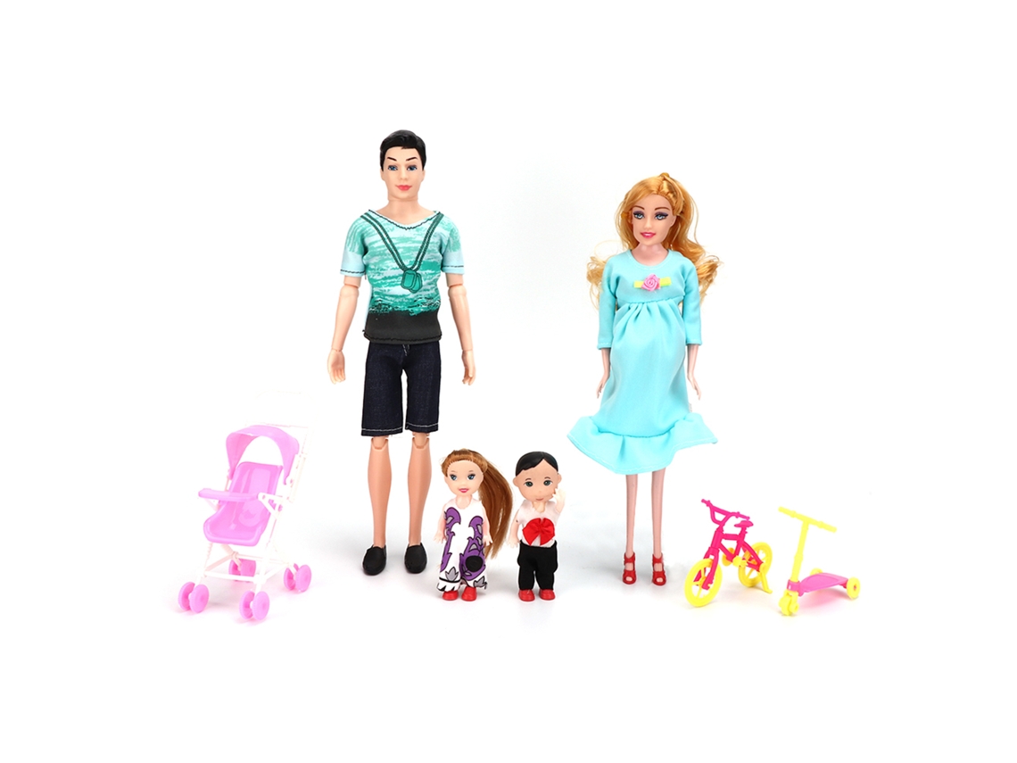 Mali conjunto de Bonecas de Família com Mãe Gestante Brinquedo de Role Play Presente para Crianças (verdeazul)