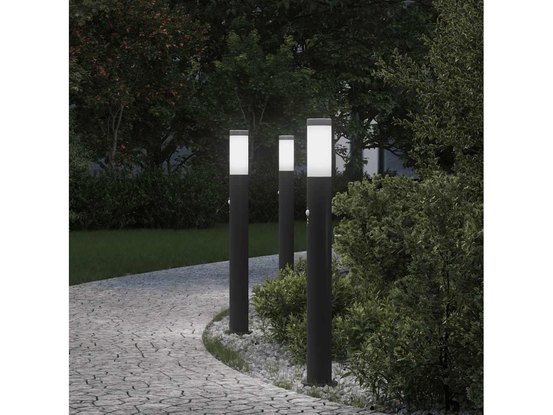 Vidaxl Luminárias De Balizamento Com Sensor, 3 Peças, 80 Cm, Aço Inoxidável, Ip44