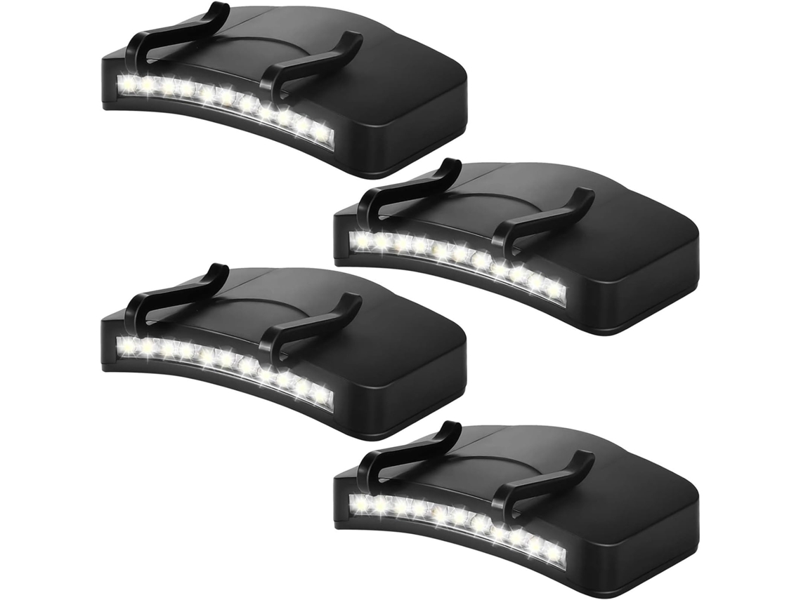 Kit Com 4 Unidades Luz Led Com Clipe Para Boné Resistente À Água A Pilhas