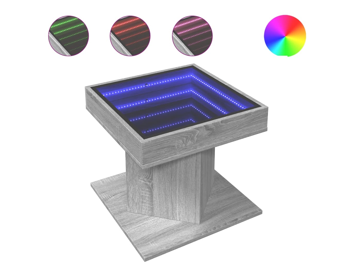 Mesa de Centro C/ Leds 50x50x45 Madeira Processada MAISON EXCLUSIVE