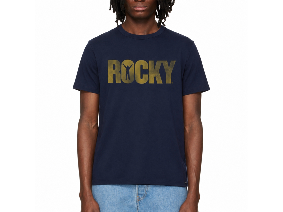 Rockinstone Rocky Movie Logo Navy Adult T-shirt Size:m