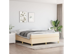 Vidaxl Cama Com Molas/colchão 160x200 Cm Tecido Cor Creme