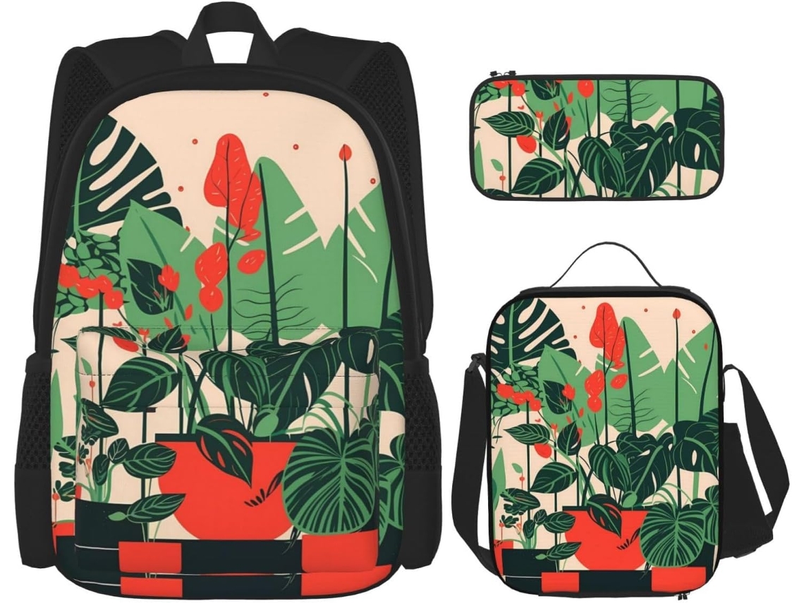 Mochila De Bambu Em Formato Tartaruga, Com Lancheira E Estojo, Conjunto 3 Peças: Ideal Para Meninos