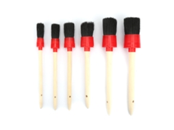 Conjunto De Escovas De Limpeza Com Cabo De Madeira Natural Para Lavagem De Carros, 6 Peças Redondas (1)