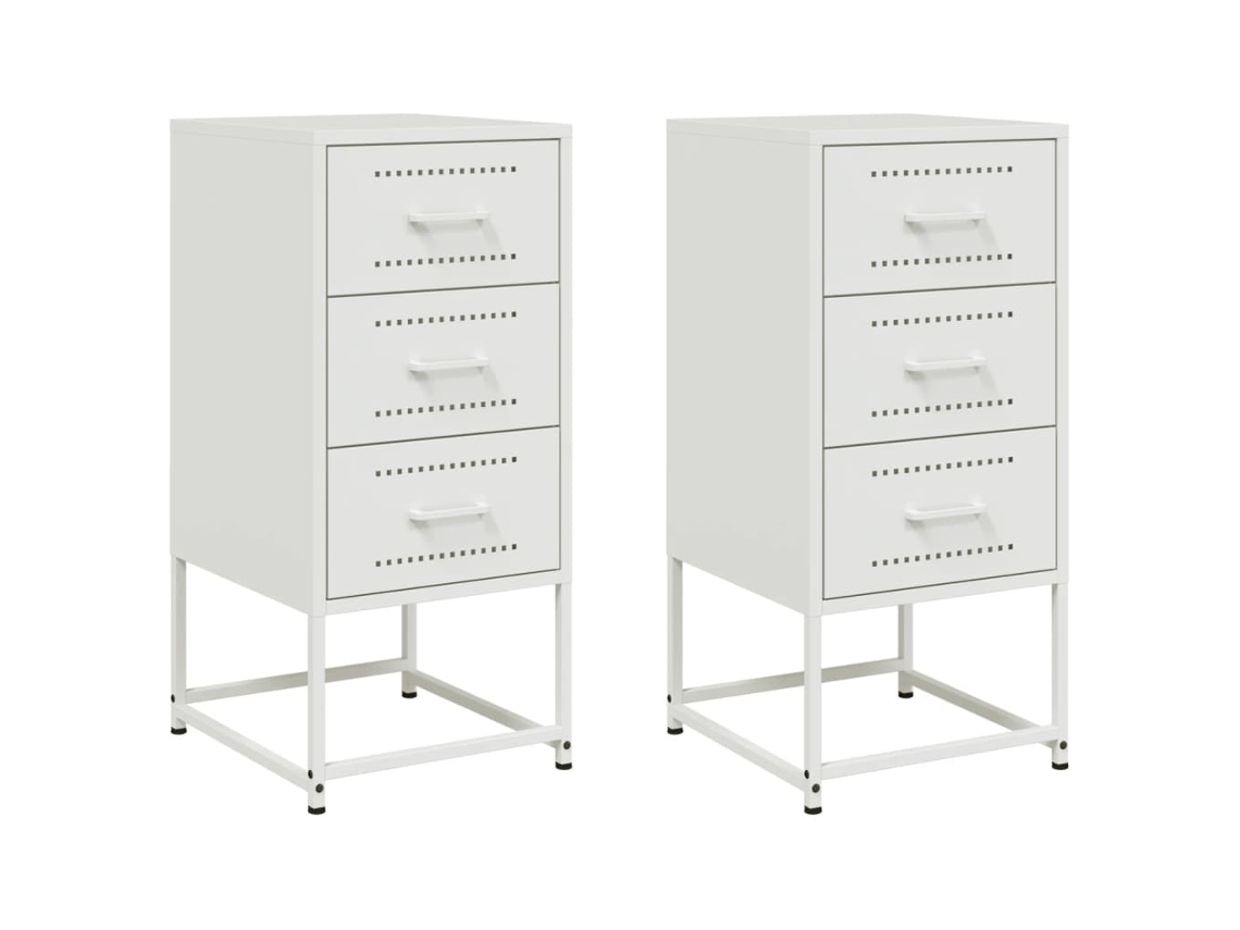 Mesas de Cabeceira 2 Pcs 36x39x78 Cm Aço Branco MAISON EXCLUSIVE