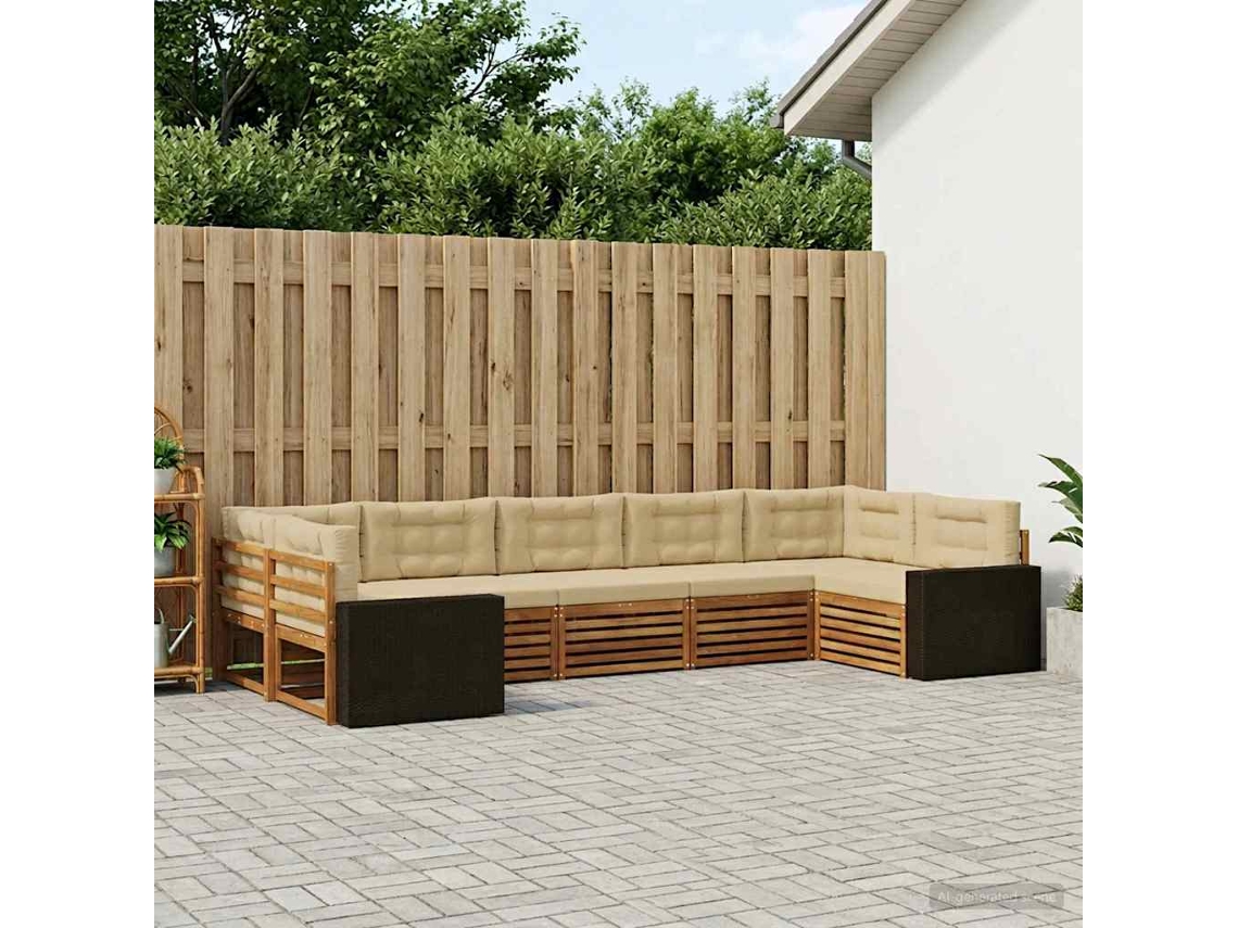 Vidaxl Conjunto De Sofás Para Exterior 7 Unid. Natural E Bege