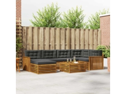 Vidaxl Conjunto De Sofás Para Exterior 7 Unid. Natural E Antracite