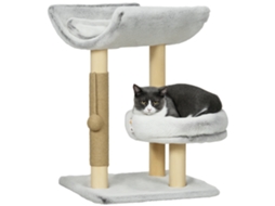 Árvore Para Gatos Com Poste Para Arranhar, 1 Toca Superior Com Almofada Lavável, 1 Toca Redonda De Pelúcia, 60 Cm De Altura, Cinza