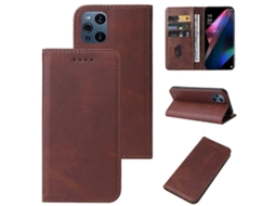 Capa De Couro Com Fecho Magnético Para Oppo Find X3