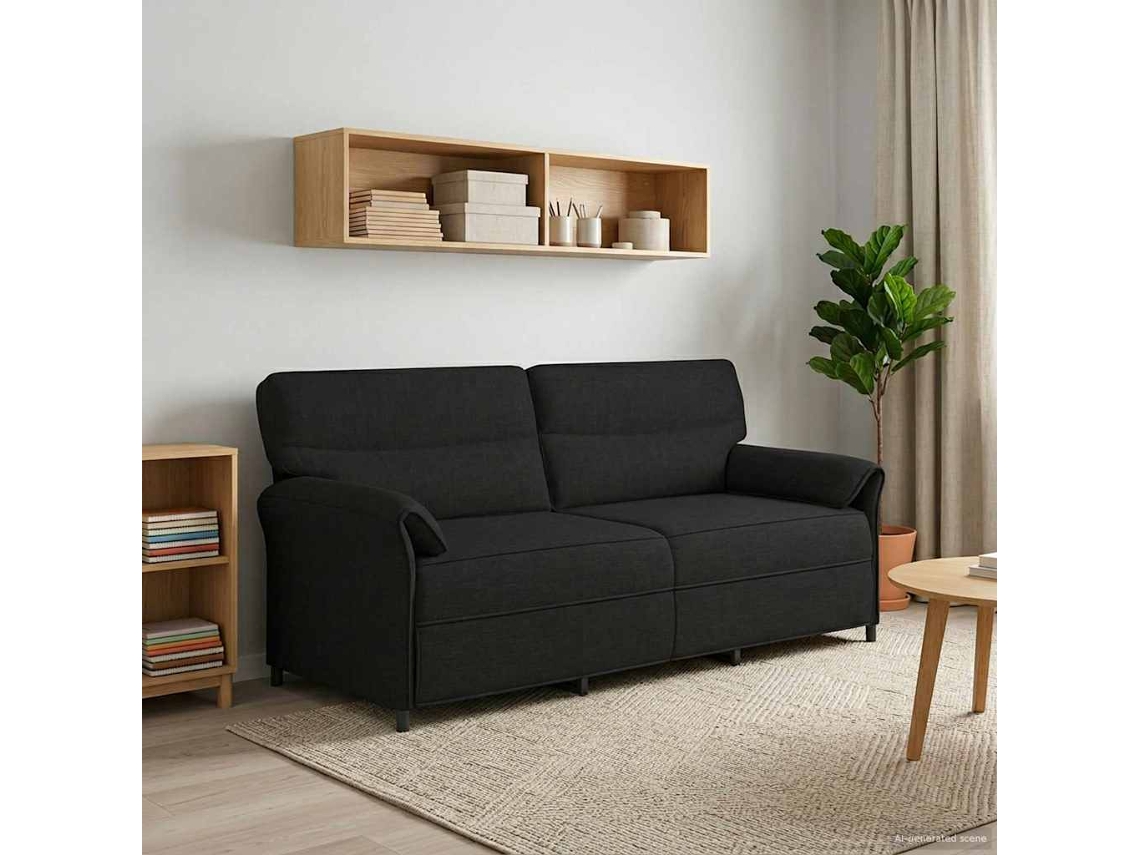 Vidaxl Sofá De 3 Lugares Preto 198 X 83 X 95 Cm Tecido