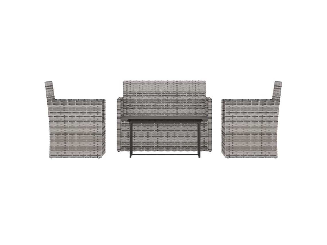 Maison Exclusive - 4 Pcs Conjunto Lounge Exterior C/ Almofadões Vime Pe Cinzento