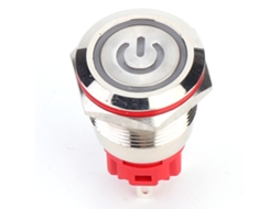 Interruptor De Botão Com Trava Auto 1no 1nc 9~30v Dc 19mm Com Luz Amarela Cabeça Plana Shell Aço Inoxidável