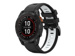 Bracelete para Garmin Fenix 7 Pro silicone esportivo duas cores preto + branco (22mm)