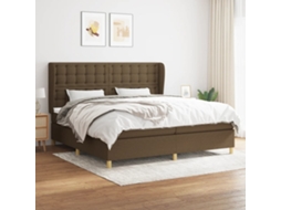 Cama Com Molas/colchão 200x200 Cm Tecido Castanho-escuro