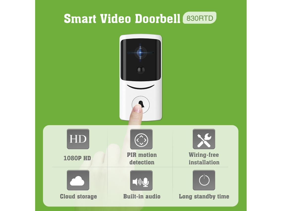 Laxiscreed Câmera De Campainha Wifi Hd 1080p Com Áudio E Video Bidirecional Para Segurança