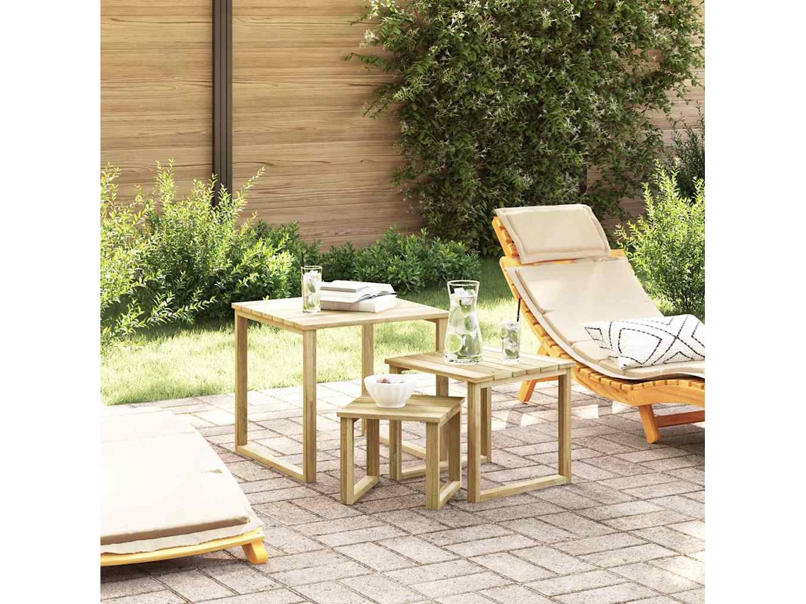 Vidaxl Mesa 3 Pcs Natural Madeira De Pinho Impregnada