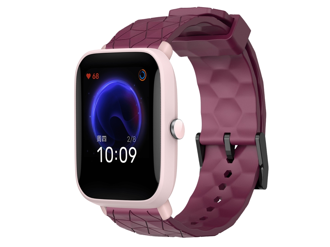 Bracelete de Smartwatch para Amazfit Pop Pro 20mm Padrão de Futebol Pulseira de Silicone de Cor Sólida (Vinho Vermelho)