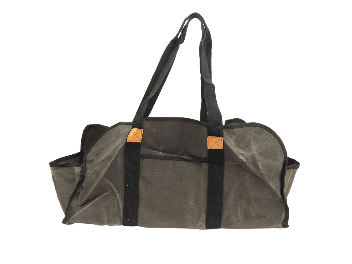 Saco de lona encerada para lenha, ideal para camping (sem marca)