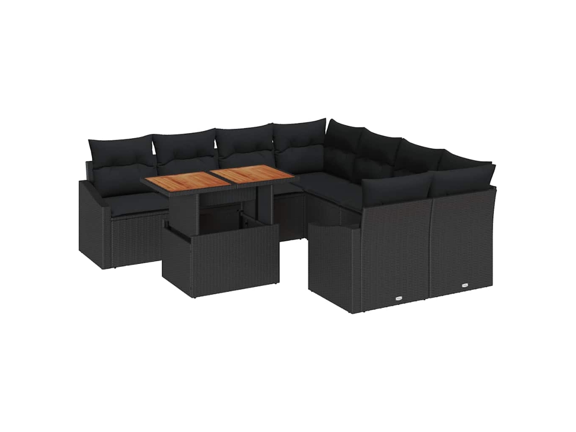 Maison Exclusive - Conjunto De Jantar Para Jardim 9 Pcs Preto E Marrom
