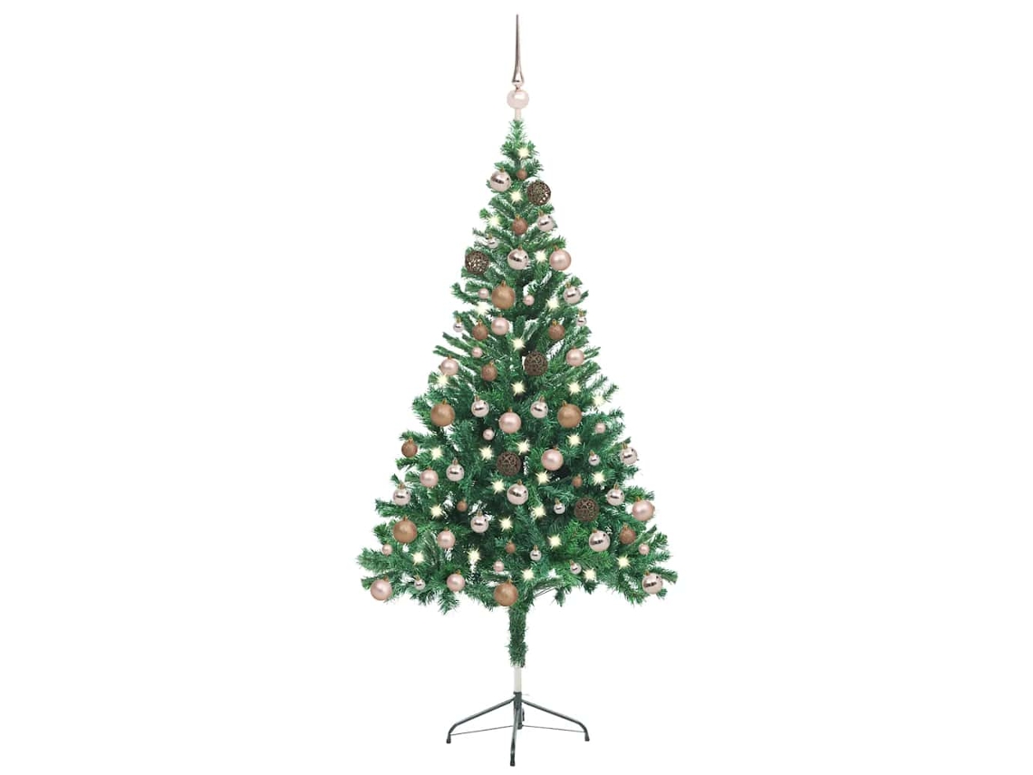 Vidaxl Árvore De Natal Artificial Pré-iluminada + Bolas 380 Ramos