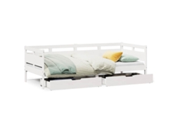 Sofá Cama com Gavetas 90x190 cm Madeira de Pinho Maciça Branco MAISON EXCLUSIVE
