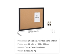 Quadro De Avisos, Ampla Área De Postagem, Estrutura De Mdf Durável, 36x24 In