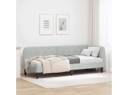 Vidaxl Estrutura De Cama De Canto Cinzento-claro 80 X 200 Cm Veludo