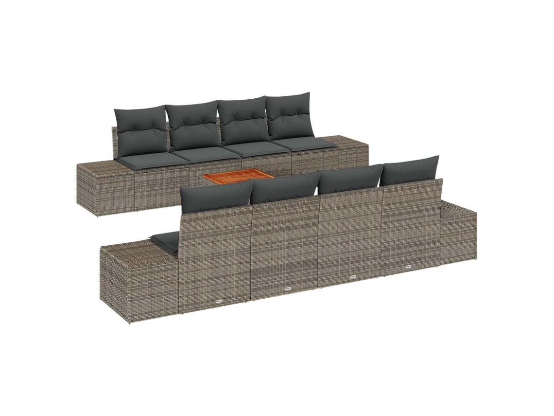 Conjunto 9 Conjunto De Sofá De Jardim Vidaxl Cinzento Vime Pe (294 X 62 X 69 Cm)