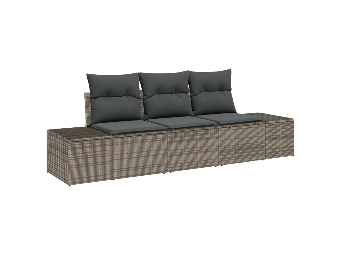 Conjunto 3 Conjunto De Sofás Para Exterior Vidaxl Cinzento Vime Pe (239 X 62 X 85 Cm)