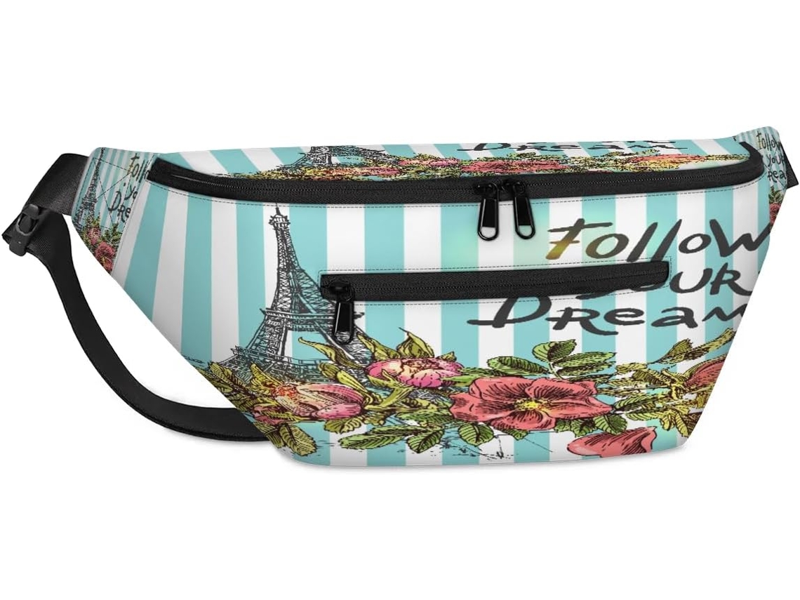 Bolsa Transversal Listrada Tropicallife com Estampa da Torre Eiffel 38 X 25 9 19 Cm Impermeável Design Pa To