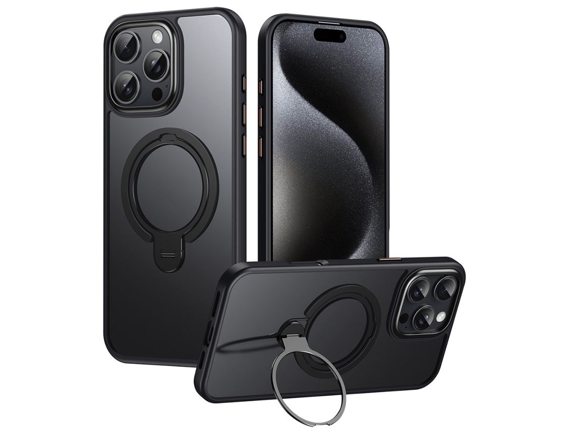 Capa Em Tpu Com Suporte, Compatível Com Magsafe Para Apple Iphone 16pro Max - Preto