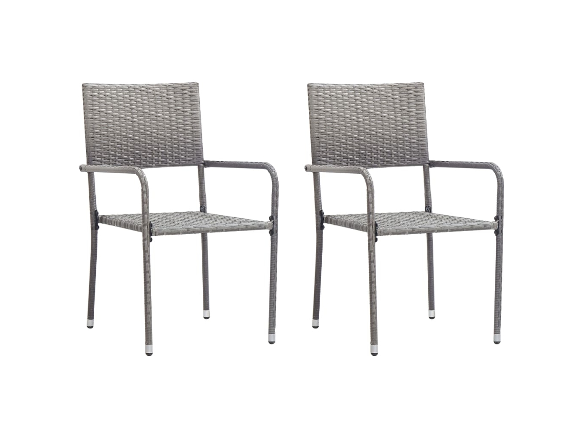 Cadeiras De Jantar Empilháveis Para Jardim 2 Pcs Vime Pe Cinza Dkd Home Decor