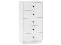 Cómoda Com 5 Gaveta Melamina De Madeira Cor Branco 47x29x95 Cm Homcom