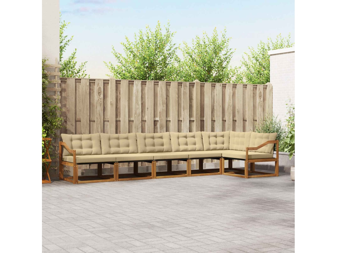 Vidaxl Conjunto De Sofás Para Exterior 6 Unid. Natural E Bege