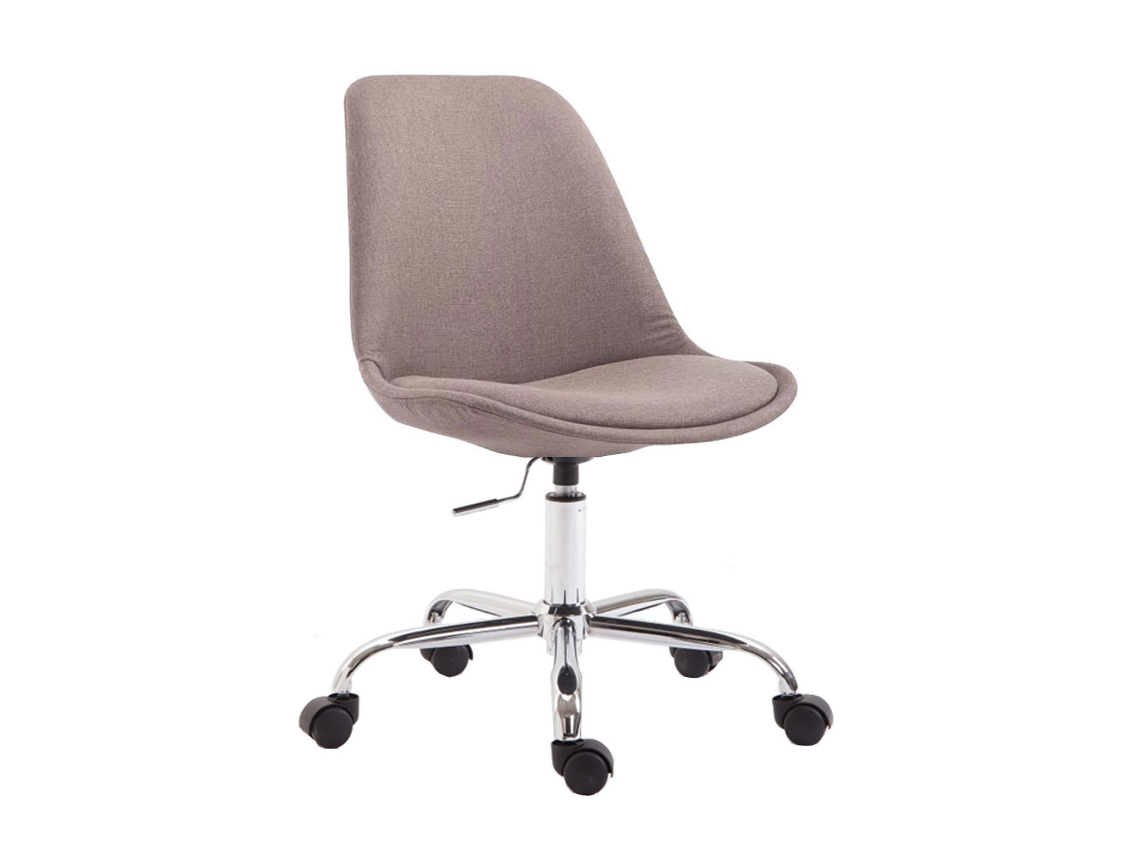 Cadeira De Escritório - Toulouse - Tecido - Base De Metal Cromado - Altura Ajustável - Taupe