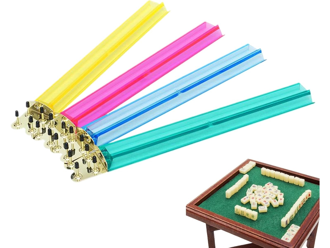 Porta Tuiles De Mahjong 4 Peças Suportes De Mahjong Américain Com Pousseur Acessórios De Jogo Tr Gokoco
