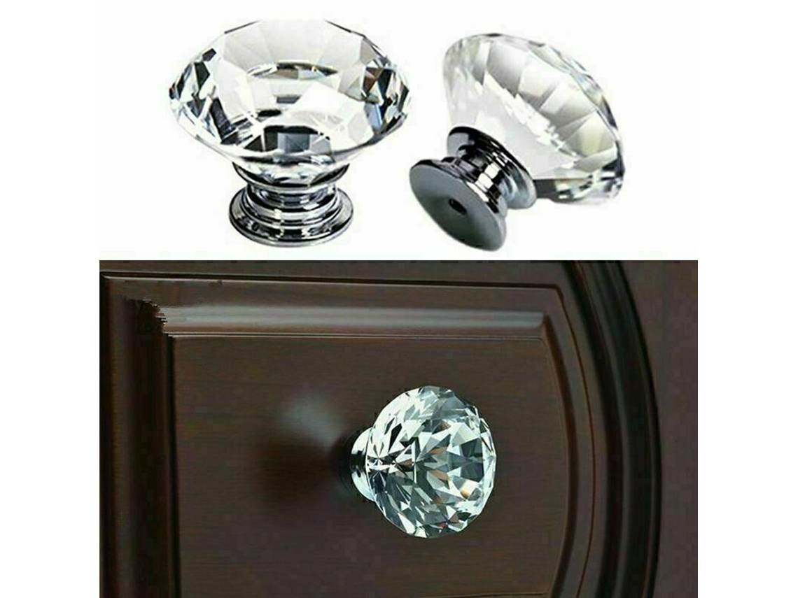 Pacote com 12 Maçanetas de Porta Home Clear Diamond Crystal BRILVIBERA