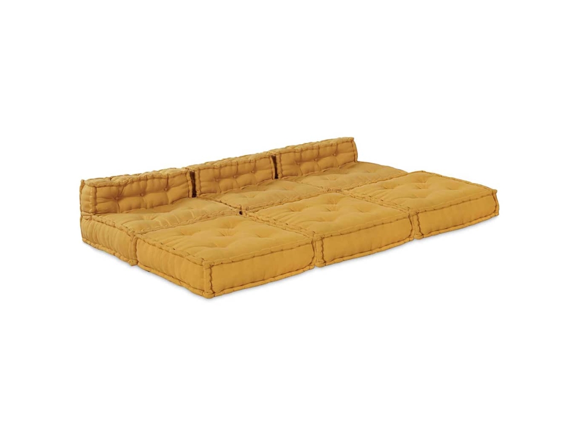 Vidaxl Unidade De Sofá Modular 4 Pcs Amarelo Tecido
