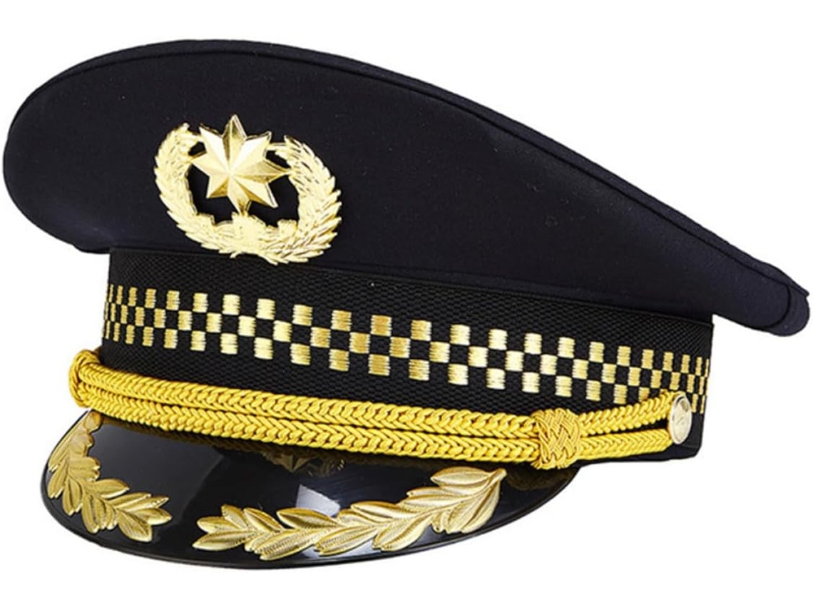 Chapéu De Capitão De Companhia Aérea Ciieeo Em Algodão Preto, Confortável E Com Acabamento Requintado.