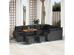 Vidaxl Conjunto De Sofá De Jardim 13 Unid. 12-número De Lugares Preto