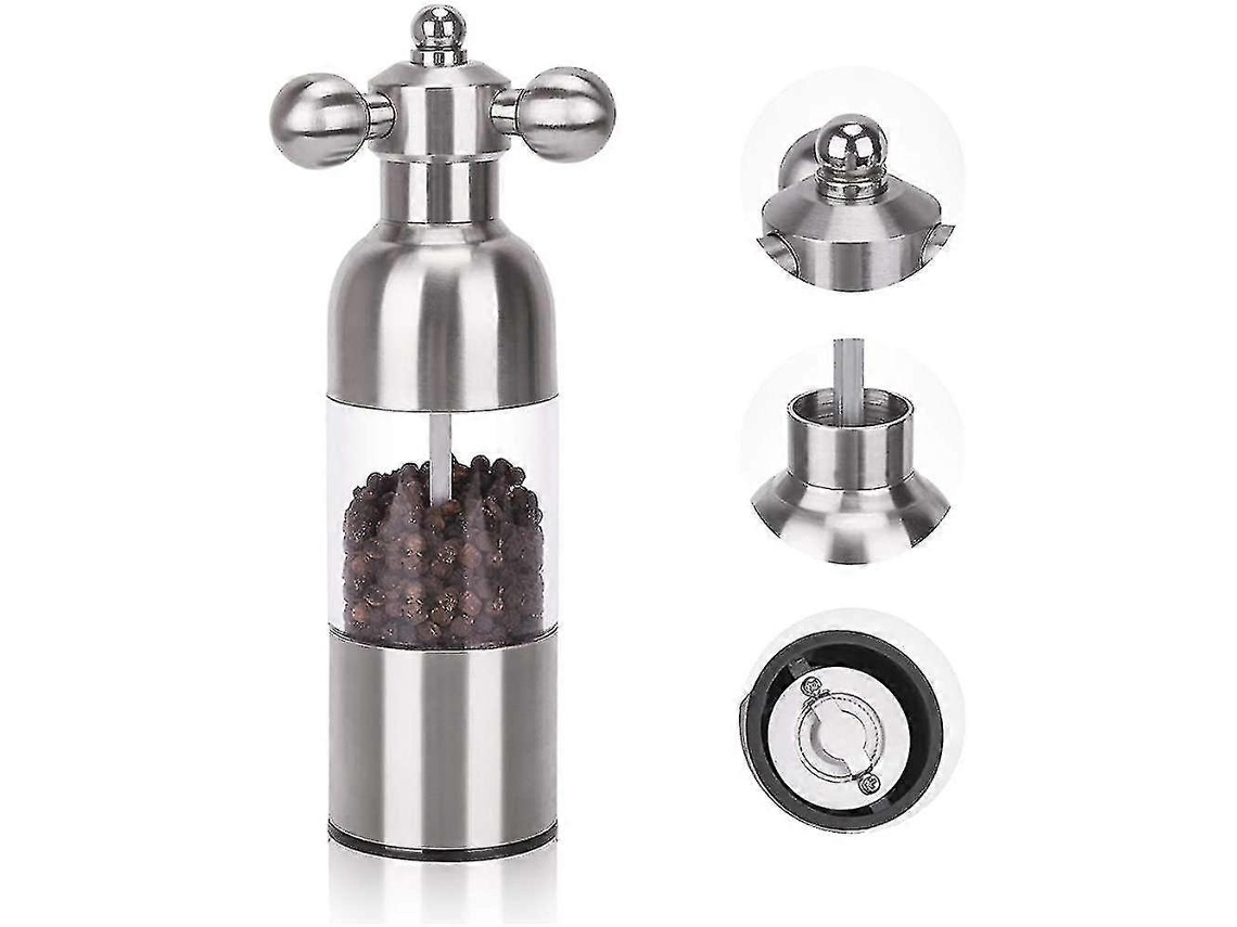 Moedor manual de sal e pimenta com moagem grossa e fina, triturador profissional de cerâmica, acrílico transparente, aço inoxidável.