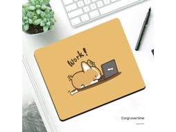 Mouse pad com estampa Corgi Overtime, pequeno mouse pad quadrado para jogos de escritório, base de borracha grossa e fofa YWP (1 peça, 210 x 260 x 4 mm)
