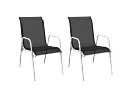 Cadeiras De Jardim Empilháveis 2 Pcs Aço E Textilene Preto Dkd Home Decor