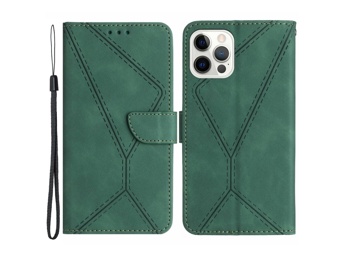 Capa Para Iphone 12 Pele Sintética Verde