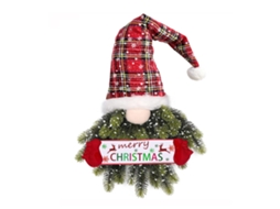 Ornamento de Natal com Duende Idoso Sem Rosto, Decoração de Porta Festiva 69x33cm LAXISCREED